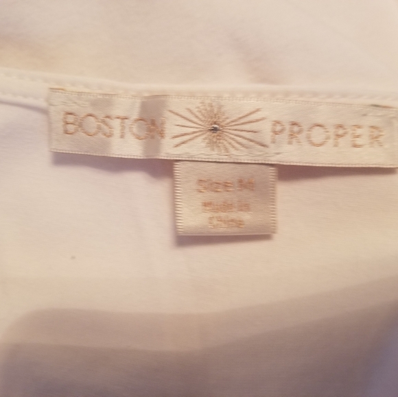 Boston Proper White Tie Shirt - size M - Picture 4 of 6